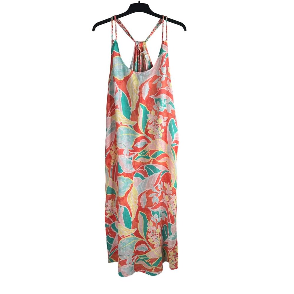 Cynthia Rowley Sleeveless Tropical Floral Maxi Dress With Braided Straps Medium